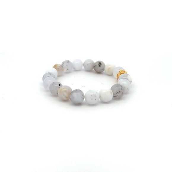 18K Gold Money Bag Lucky Charm Bracelet Gemstones Natural Multicolor Opal 8mm - Picture 5 of 5